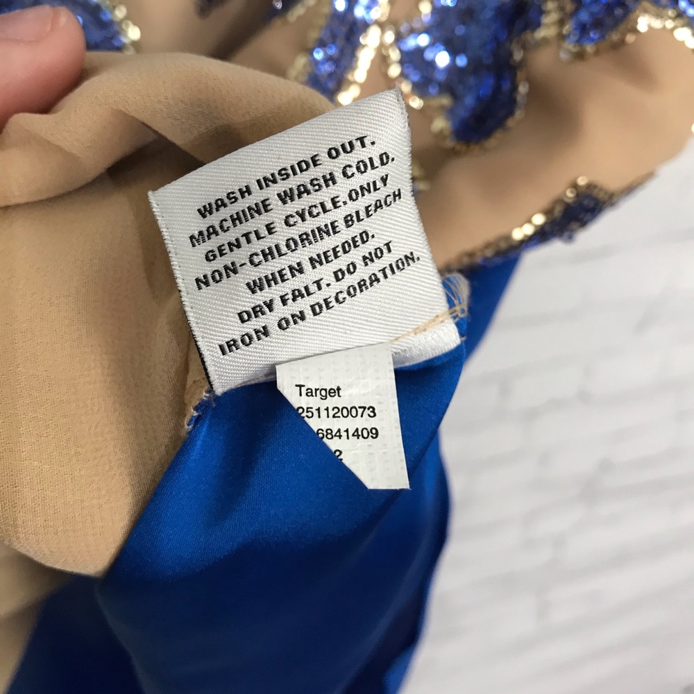 Neiman Marcus Royal Blue Nude Gold Sequin Top - Picture 6 of 7